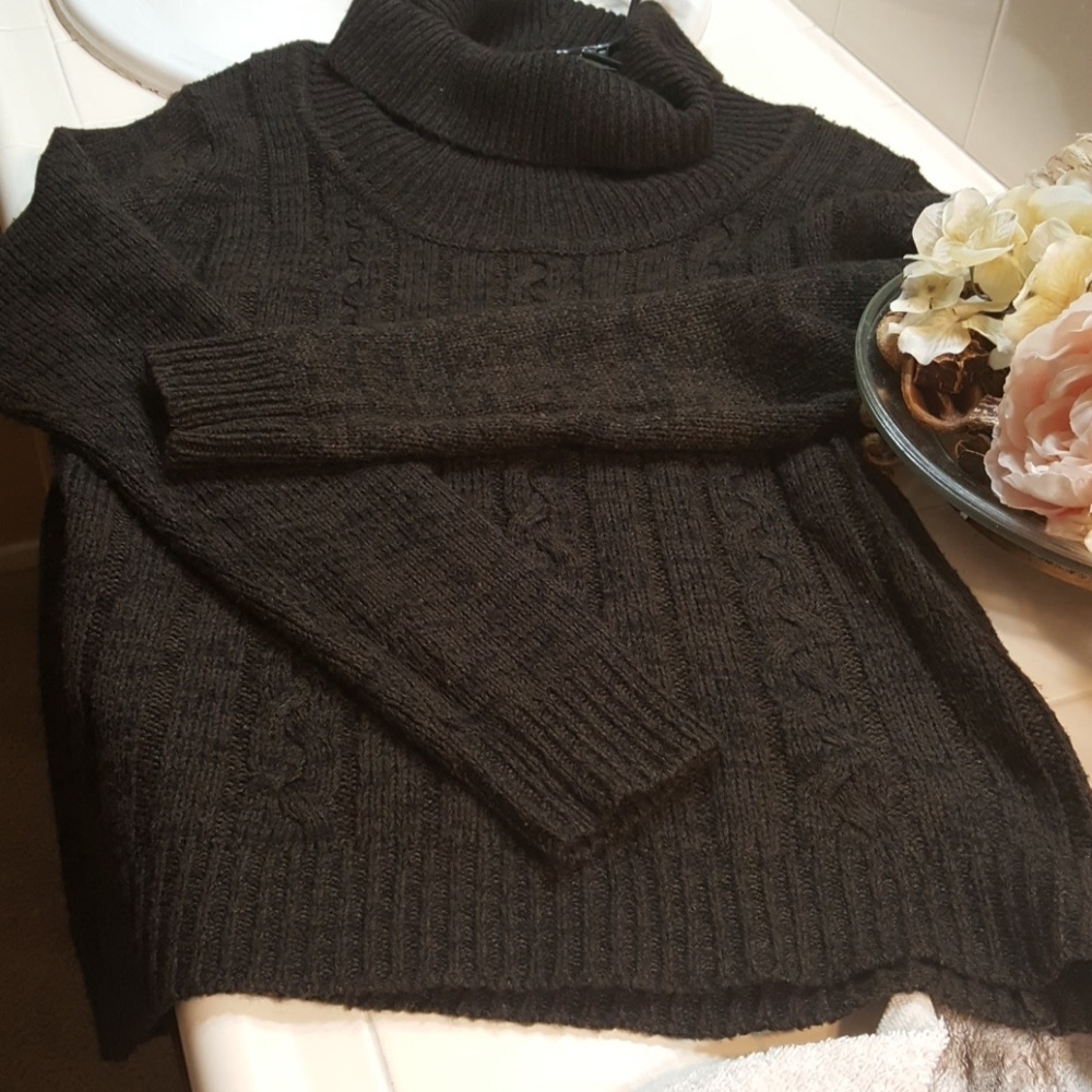 Carol Rose Chocolate turtle neck womens sweater